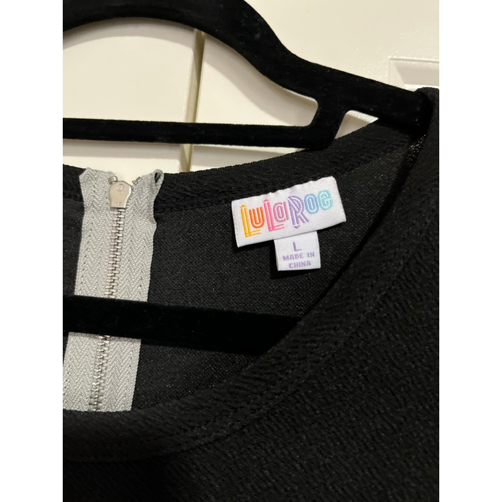 NWT Women's LuLaRoe Amelia Black and White Short Sleeve Dress L - Picture 4 of 9